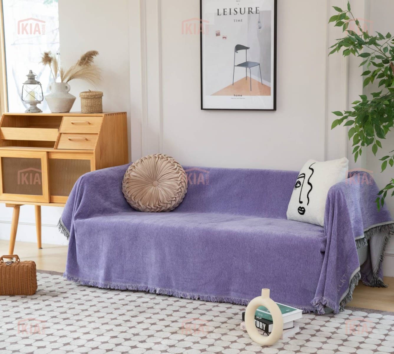 Ριχτάρι Chenille Με Κρόσια-180Χ320CM Τετραθέσιο-Μωβ ΡΙΧΤΑΡΙΑ