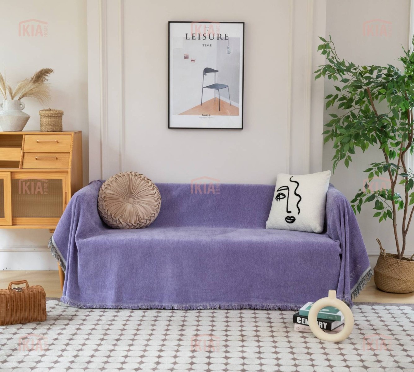 Ριχτάρι Chenille Με Κρόσια-180Χ320CM Τετραθέσιο-Μωβ ΡΙΧΤΑΡΙΑ