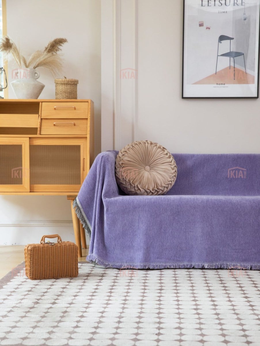 Ριχτάρι Chenille Με Κρόσια-180Χ320CM Τετραθέσιο-Μωβ ΡΙΧΤΑΡΙΑ