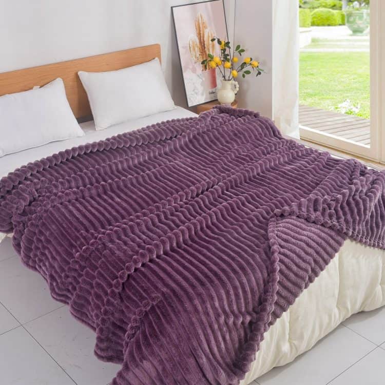 Κουβέρτα Sherpa Βελούδινη Ριγέ 220Χ240 cm Υπέρδιπλη ΚΟΥΒΕΡΤΑ