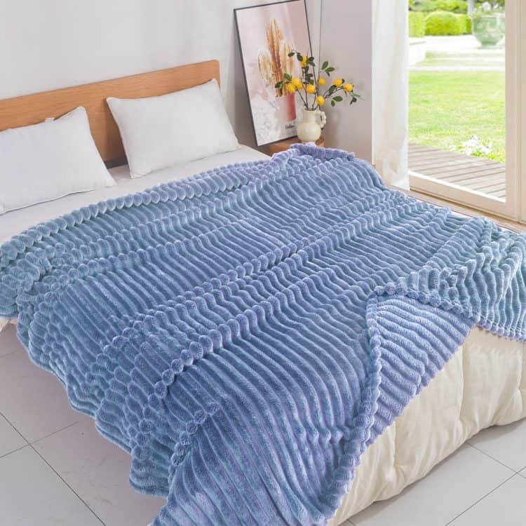 Κουβέρτα Sherpa Βελούδινη Ριγέ 220Χ240 cm Υπέρδιπλη ΚΟΥΒΕΡΤΑ