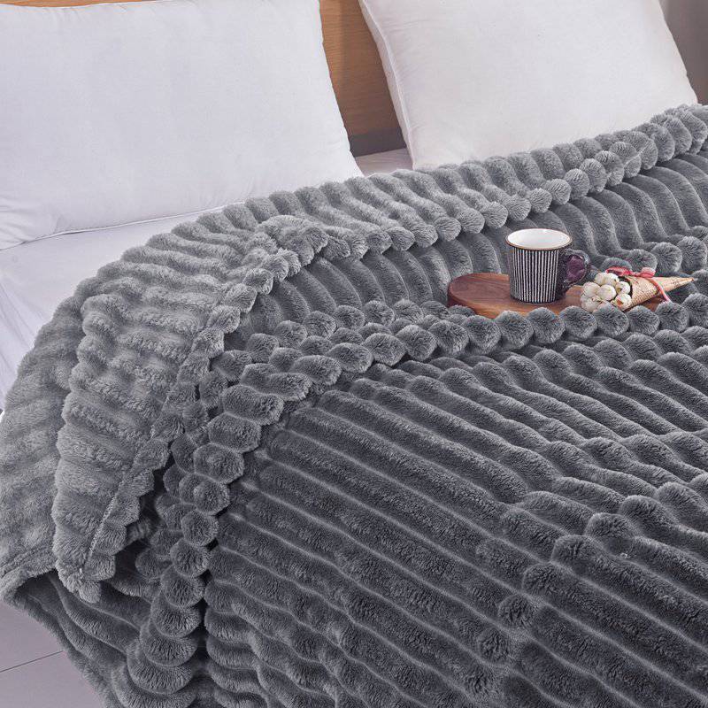 Κουβέρτα Sherpa Βελούδινη Ριγέ 220Χ240 cm Υπέρδιπλη ΚΟΥΒΕΡΤΑ