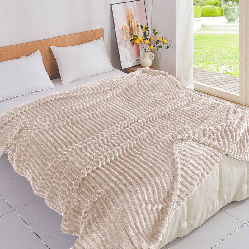 Κουβέρτα Sherpa Βελούδινη Ριγέ 220X240 cm Υπέρδιπλη ΚΟΥΒΕΡΤΑ