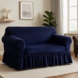 Κουβέρτα Sherpa Βελούδινη Ριγέ 220Χ240 cm Υπέρδιπλη Σετ Καλύμματα Ελαστικά Σαλονιού Βελούδινα (Τριθέσιο+Διθέσιο+Πολυθρόνα)