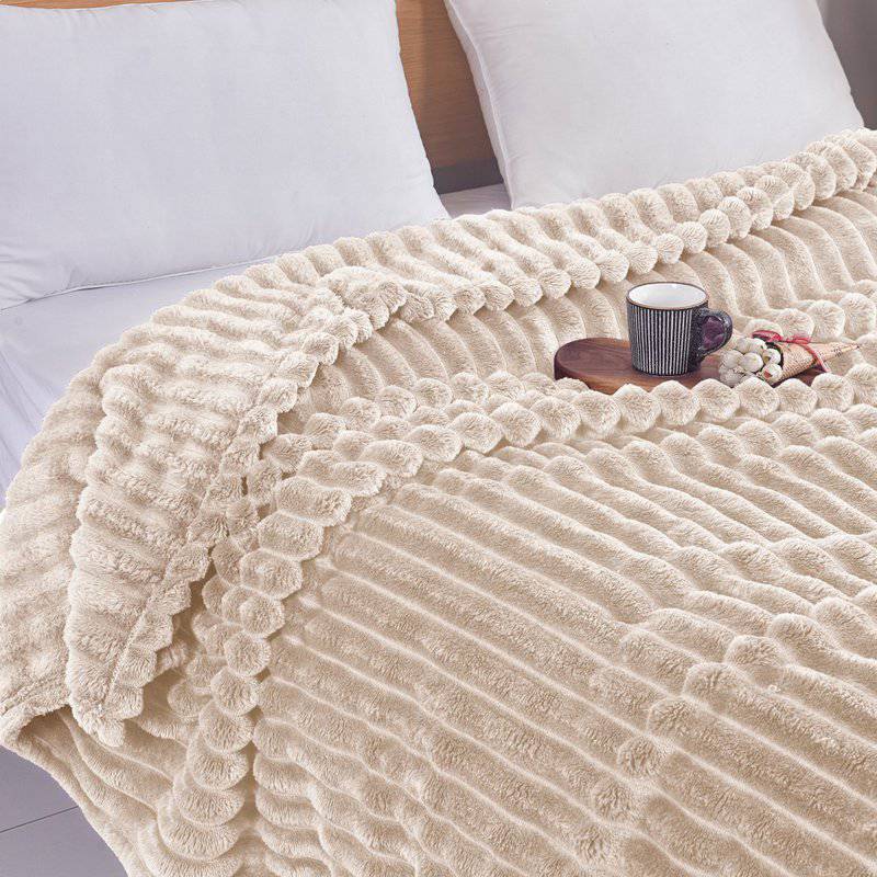 Κουβέρτα Sherpa Βελούδινη Ριγέ 220X240 cm Υπέρδιπλη ΚΟΥΒΕΡΤΑ