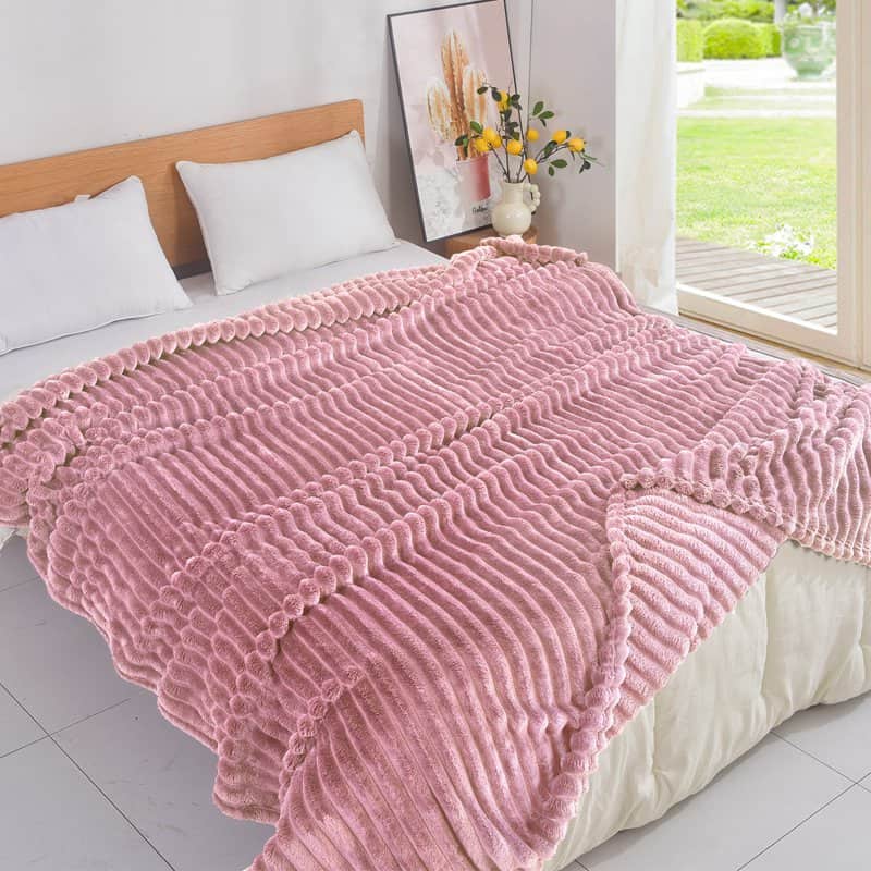Κουβέρτα Sherpa Βελούδινη Ριγέ 220Χ240 cm Υπέρδιπλη ΚΟΥΒΕΡΤΑ