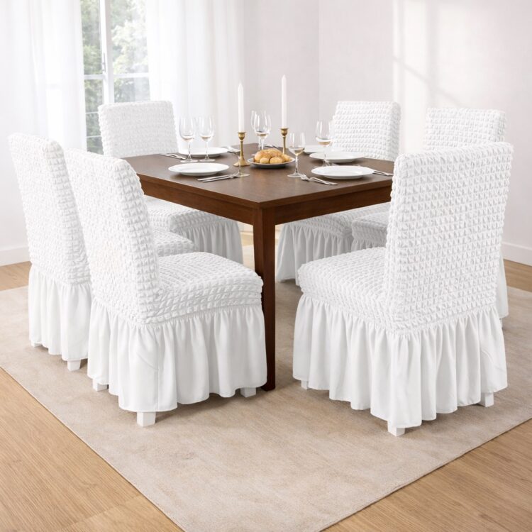 Ελαστικά Καλύμματα καρέκλας με βολάν 6 τεμαχίων