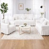 Σετ Καλύμματα Ελαστικά Σαλονιού με Ανάγλυφο Σχέδιο Και Βολάν (Τριθέσιο+Διθέσιο+Πολυθρόνα)