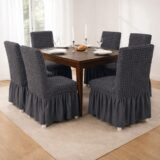 Κουβέρτα Sherpa 220Χ240cm Υπέρδιπλη Ελαστικά Καλύμματα καρέκλας με βολάν 6 τεμαχίων