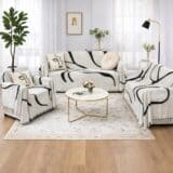 Σετ Παπλωματοθήκη 220Χ240 με Σεντόνια & Μαξιλαροθήκες 50Χ70 100% microfiber Σετ Ριχτάρια 3τμχ Chenille Πολυθρόνα/ Διθέσιο / Τριθέσιο Με Κρόσια