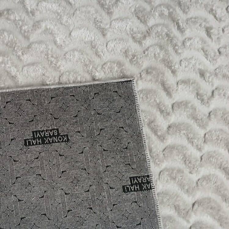 Χαλί Velvet 150Χ220cm με Αντιολισθητική Βάση Γκρι Ανοιχτο