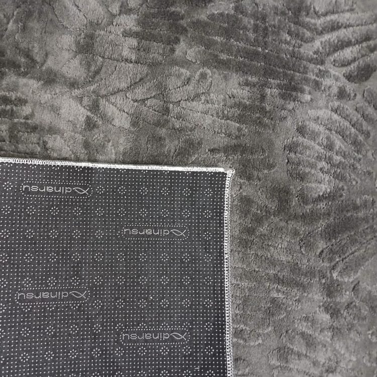 Χαλί Ανάγλυφο Velvet με Αντιολισθητική Βάση Σκουρο Γκρι