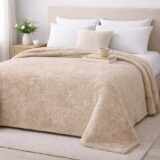 Κουβέρτα Ανάγλυφη Βελουτέ 220Χ240 Υπέρδιπλη μπεζ