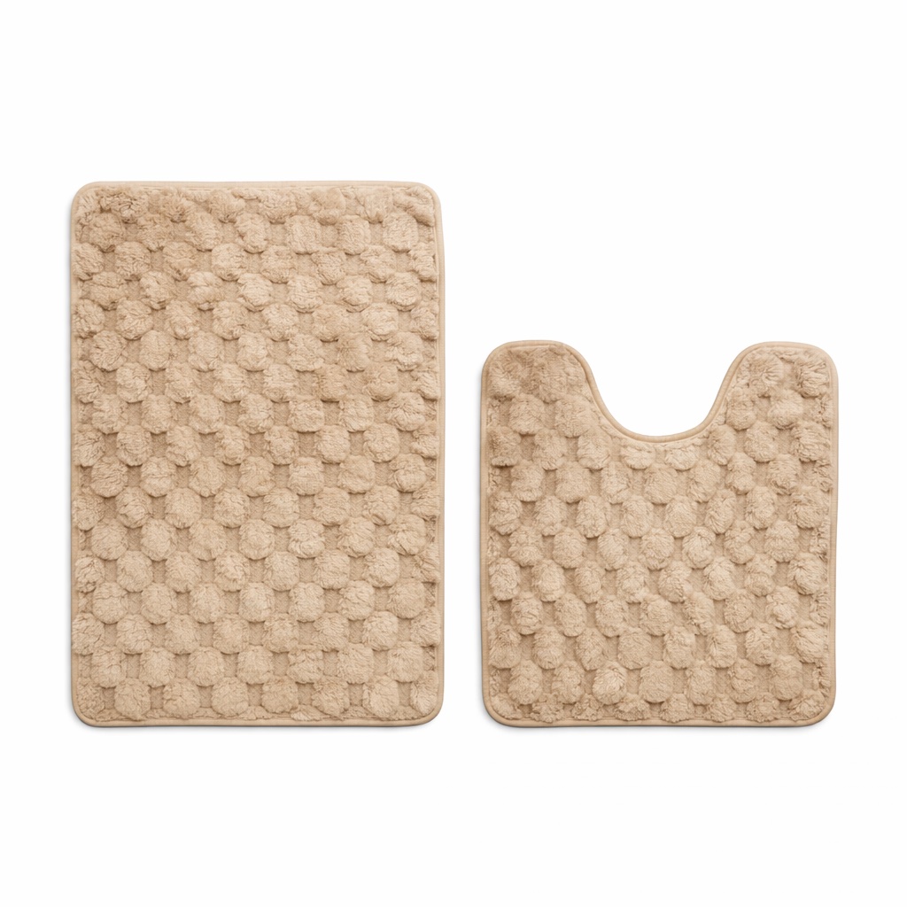 Σετ Πατάκια Μπάνιου Ανάγλυφο 2 Τεμαχίων σχέδιο κυψέλη αντιολισθητικό Σετ Πατάκια Μπάνιου Ανάγλυφο 2 Τεμαχίων σχέδιο κυψέλη αντιολισθητικό - Image 3