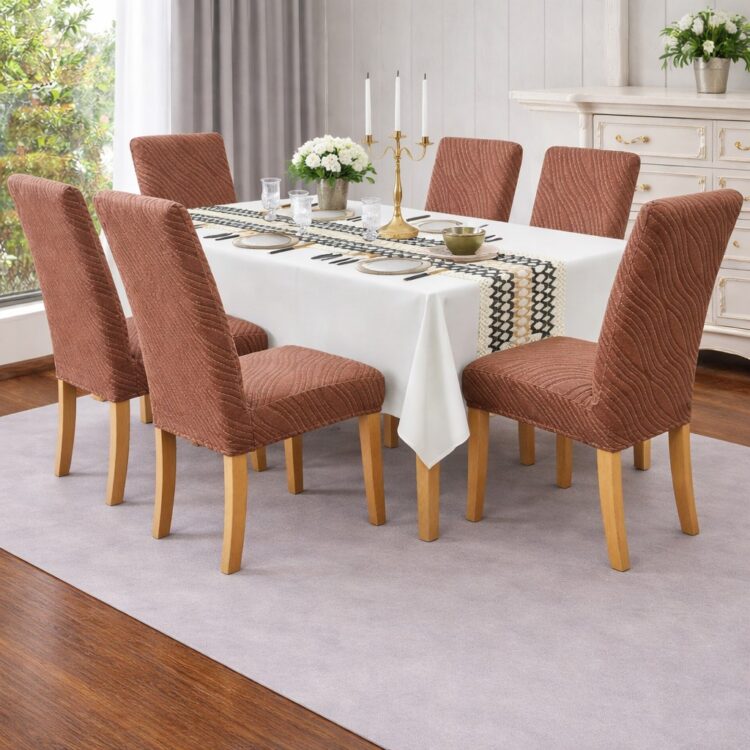 Καλύμματα Καρέκλας 6ΤΜΧ με Ανάγλυφο Σχέδιο Ελαστικά & Premium Εφαρμογή