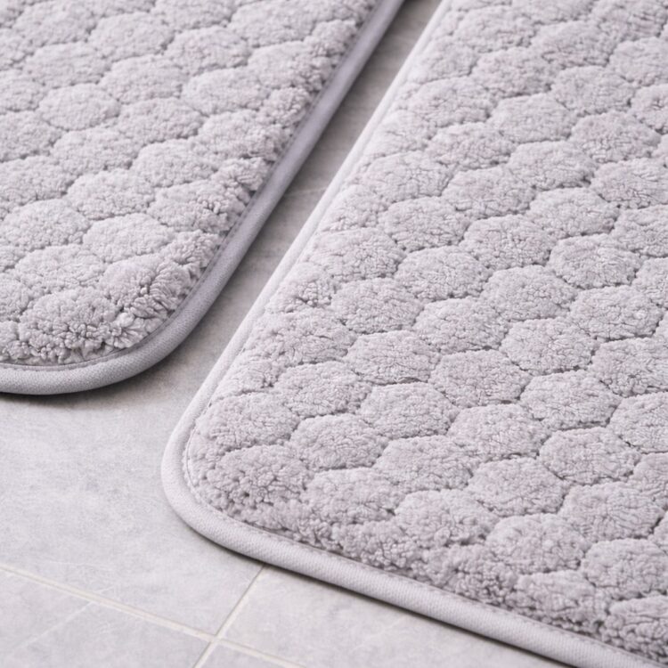 Σετ Πατάκια Μπάνιου Ανάγλυφο  2 Τεμαχίων σχέδιο κυψέλη αντιολισθητικό