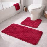 Σετ Πατάκια Μπάνιου Ανάγλυφο  2 Τεμαχίων σχέδιο κυψέλη αντιολισθητικό