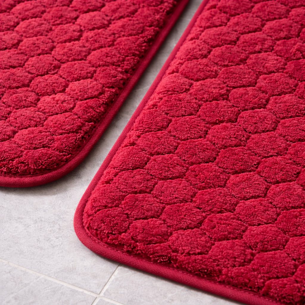 Σετ Πατάκια Μπάνιου Ανάγλυφο 2 Τεμαχίων σχέδιο κυψέλη αντιολισθητικό Σετ Πατάκια Μπάνιου Ανάγλυφο 2 Τεμαχίων σχέδιο κυψέλη αντιολισθητικό - Image 2