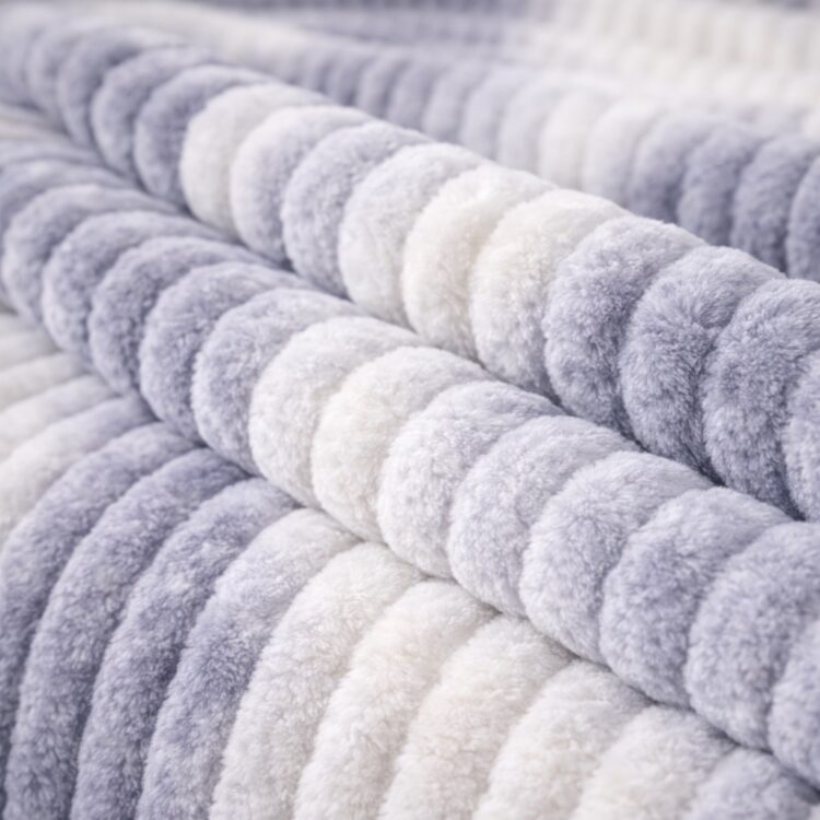 Κουβέρτα Δίχρωμη 220X240cm Υπερδιπλη fleece ριγέ