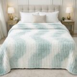 Κουβέρτα Δίχρωμη 220X240cm Υπερδιπλη fleece ριγέ