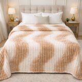 Κουβέρτα Δίχρωμη 220X240cm Υπερδιπλη fleece ριγέ