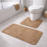 Σετ Πατάκια Μπάνιου 3D new collection Αντιολισθητικά 2TMX Σετ Πατάκια Μπάνιου Ανάγλυφο 2 Τεμαχίων σχέδιο κυψέλη αντιολισθητικό